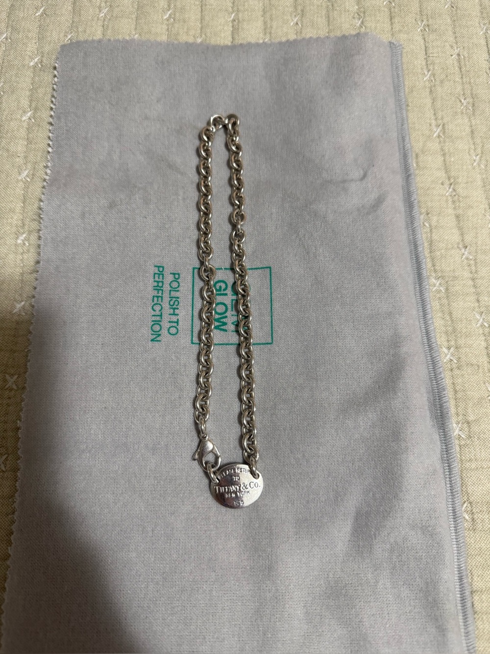 Tiffany & Co. Sterling Silver Link Necklace with Round Tag